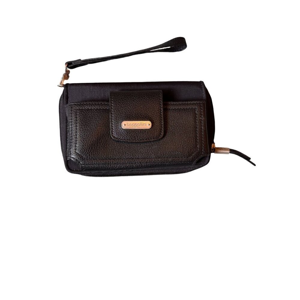 Baggallini Black Wristlet Wallet Zipper & Snap Closure RFID Organizer